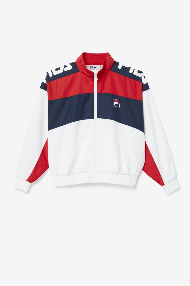 Fila Jacket Mens White/Navy/Red - Franc - Philippines 4752368-IU